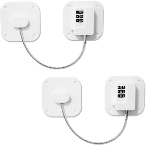 Lot de 2 serrures de réfrigérateur à code carré, serrure de sécurité pour enfants, serrure d'armoire, serrure de sécurité adhésive pour porte de congélateur, tiroir, armoire, fenêtre d'armoire (blanc) (1/2)