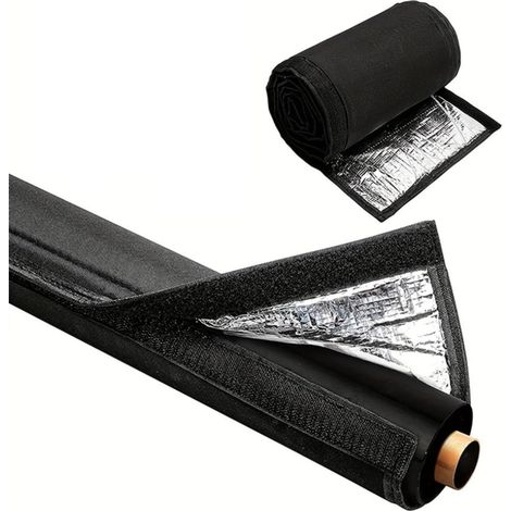 Couverture d'isolation de tuyau extérieur, tuyau de climatisation d'isolation de tuyau flexible 183 x 26 cm, couverture d'isolation de tuyau de CVC pour climatiseurs centraux et pompes à chaleur (noir (1/5)