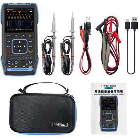 Générateur de signaux FNIRSI 2C53T 3-en-1 amélioré : oscilloscope, multimètre, bande passante de 50 MHz, double canal de 250 ms, 20 000 points