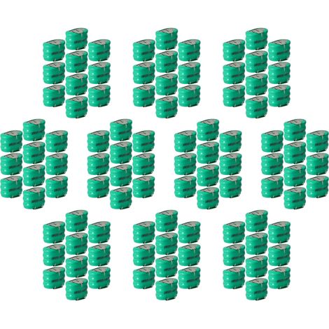 vhbw 100x NiMH replacement button cell battery tab type 3/V150H 3 pins 150mAh 3.6V suitable for model building batteries, solar lights etc.