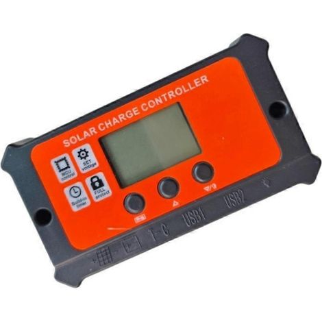 Régulateur de charge solaire 10 A avec écran LCD, entrée USB-C CC, compatibilité batteries 12/24 V (1/5)