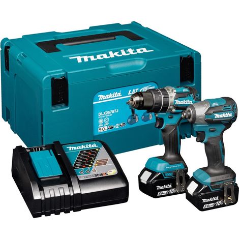 Makita DLX2578TJ 18v LXT 2pc Kit - DHP484 Combi Drill / DTD158 Impact Driver - 2 x 5.0ah Batteries