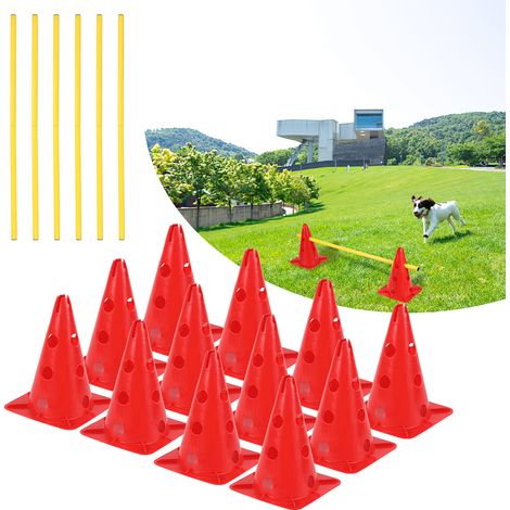 Wolketon Agility sport Kit ostacoli push-in, 12 coni + 6 barre, altezza regolabile, per allenamenti squadre di calcio - agility