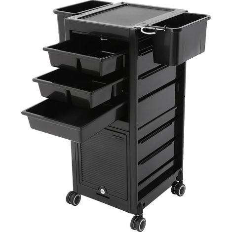 Carrito para salón, organizador móvil, amplio espacio de almacenamiento, negro (1/2)