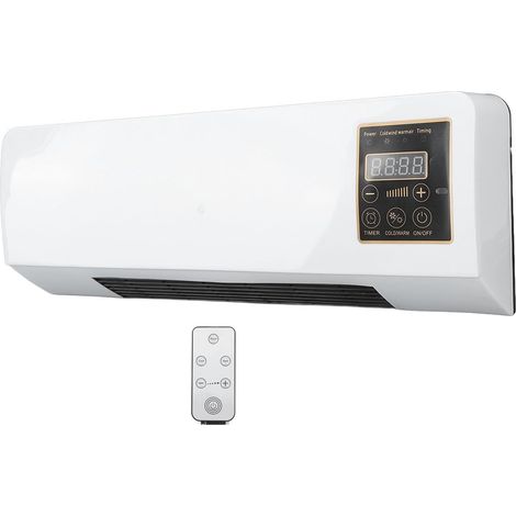 JSSEVN - Calefactor portátil con ventilador, efecto de brisa natural, control remoto, temporizador LED, control táctil silencioso, pequeño calefactor portátil