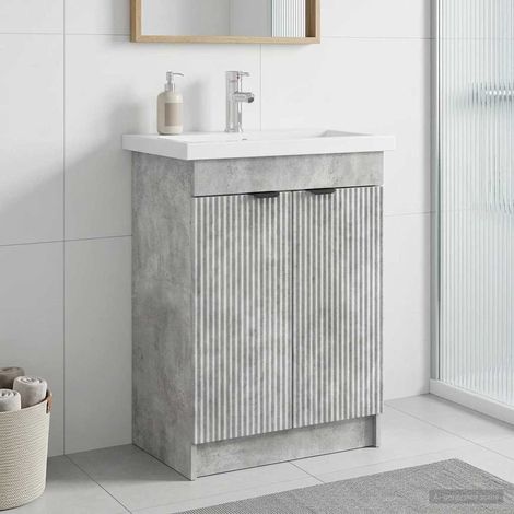 vidaXL Mobiletto da bagno sotto il lavello Grigio Cemento