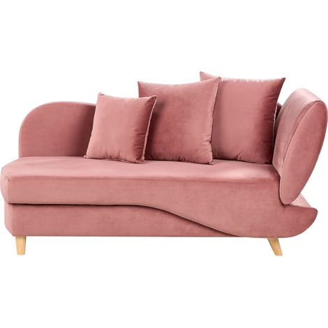 Chaise Longue in velluto grigio chiaro lato destro con contenitore Meri