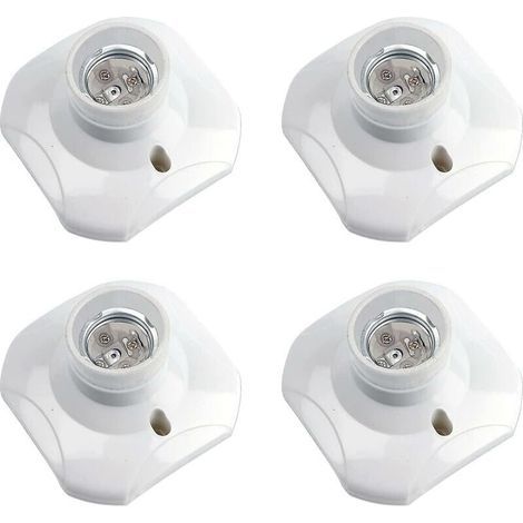 Douille Plafond E27 Visser, Douille E27 Garage, AC 220-240V, Support Douille pour Ampoule LED, Base Plafonnier Culot E27, Base de Lampe Plastique Blanche pour Lampe au Mur, lot de 4 (1/5)