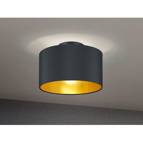 Edle Deckenleuchte HOSTEL mit Stoff Lampenschirm Schwarz Gold Ø 30cm (1/5)