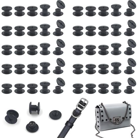 100 Jeu de Poteaux à Vis Chicago M5  4mm, Vis de Reliure Chicago, Réparation de Remplacement de Rivet en Métal pour Sacs, Collier, Harnais, Bagages, Sac à Main, Laisse pour Chien, Sac à Dos,