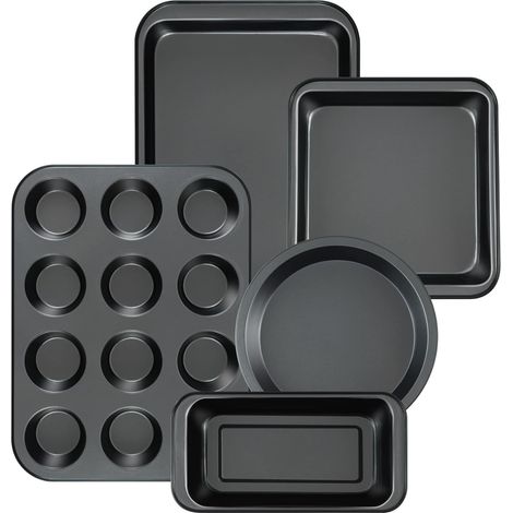 Ensemble de 5 moules à pâtisserie antiadhésifs : moules à gâteaux ronds/carrés, moules à muffins, moules à cake, plaques de cuisson et feuilles de cuisson. (1/4)