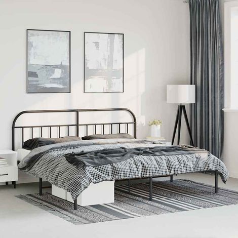 Estructura cama sin colchón con cabecero metal negro 183x213 cm vidaXL (1/5)