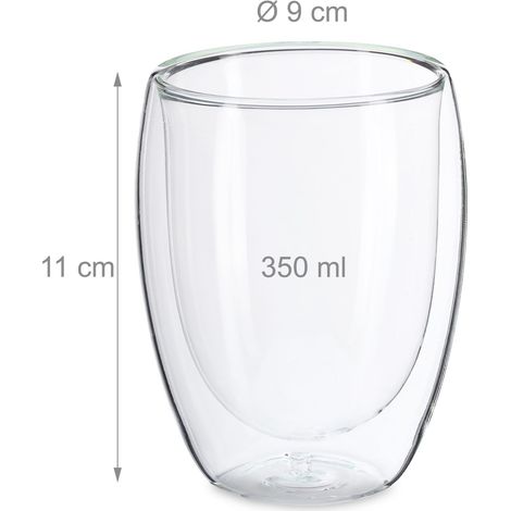 Lot de tasses à latte macchiato double paroi 11 x 9 cm en verre borosilicate transparent (1/2)