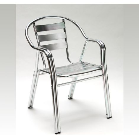 Dema – Chaise de jardin empilable en aluminium – Assise large 410mm – Dossier haut 450mm – Poids léger 2,6kg – Livrée montée