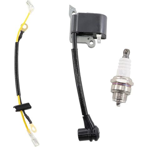 Bobine d'allumage avec bougie d'allumage pour Husqvarna 36 41 136 137 137E 141 142 142E 235 240 236 235E 236E 240 Tronçonneuse Remplace 545199901 530039143 (1/5)