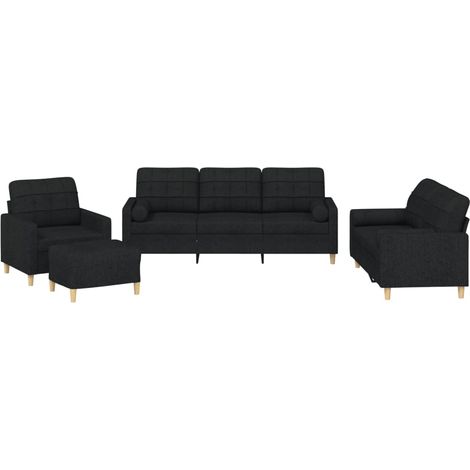 Maison Exclusive - Set Divani 4 pz con Cuscini Nero in Tessuto