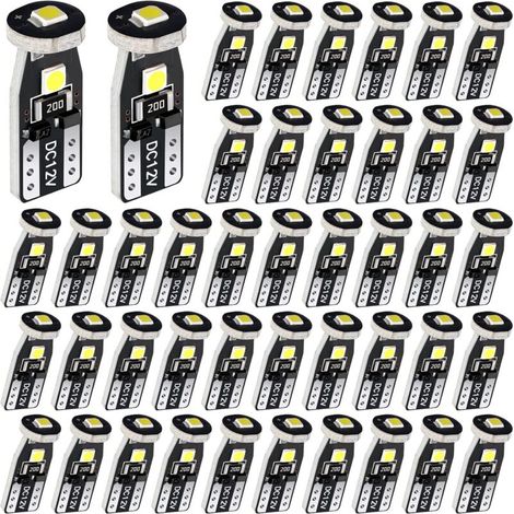 50Pcs T10 194 LED Car Bulbs W5W LED Car Interior Light Bulbs LED Replacement Bulbs for Car Interior Dome Map Door Courtesy License Plate Lights (1/5)