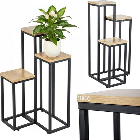 Soporte metálico de pie para flores y plantas, estante de 3 niveles, loft 68 (1/5)