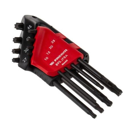 Facom – Coffret de 8 clés Torx longues avec têtes sphériques – Empreinte torx pour espaces restreints – Étui compact et robuste