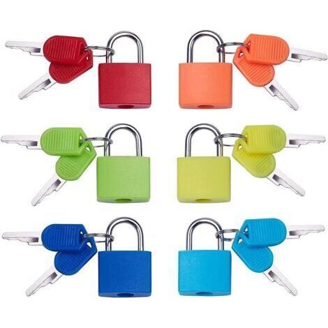 6 pièce Mini Cadenas à Bagage, Multicolore Cadenas Valise avec 2 Clé pour Bagage Valise Petit Cadenas Clef, pour voyage, valise, école (1/5)