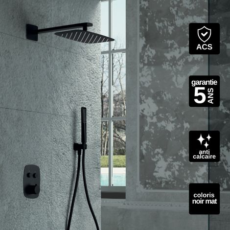 Colonne de Douche Encastrée avec Mitigeur Thermostatique noir mat anti-calcaire - Design Moderne - HIDRA IMEX (1/5)