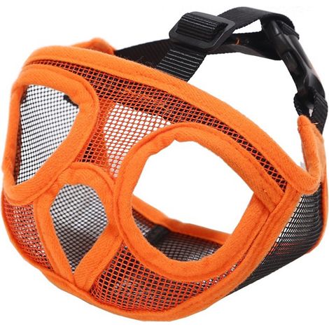 Muselière courte pour chien à museau court, muselière plate en maille respirante pour bouledogue, masque-muselle pour bouledogue (orange), taille L