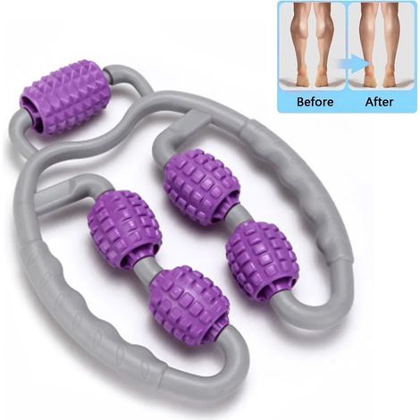 Rouleau de massage musculaire, massage anti-cellulite pour tissus profonds, rouleau de massage des fascias musculaires (violet)-AquaForge