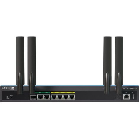 Router SD-WAN LANCOM 1930EF, 6x1GbE (1x SFP combinado), cortafuegos L3, 4096 VLAN, fuente de alimentación de CA interna, bastido