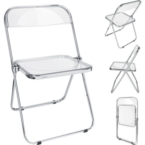 Sedia pieghevole Haloyo®, sedie da ufficio, sedie da giardino, materiale PET, 46x46x75cm, trasparente (1/5)