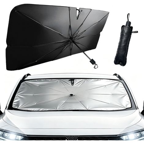 Pare-soleil de pare-brise avant pour voiture 140 x 80 cm, parasol pare-soleil pliable, protection UV et isolation thermique pour voitures, SUV et vans (1/4)