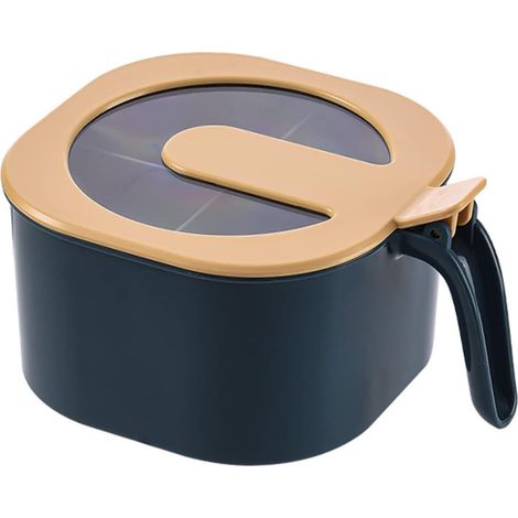 Barattolo per spezie con coperchio, 4 scomparti, un supporto per spezie, un contenitore per spezie con manico e 4 cucchiaini. Un barattolo per spezie da cucina per zucchero, sale e pepe (blu).