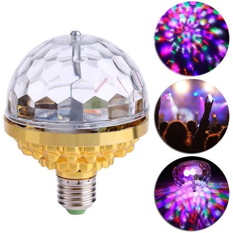 Lampe LED disco - ampoule rotative - lumière multicolore façon boule à facettes - culot E27 (1/5)