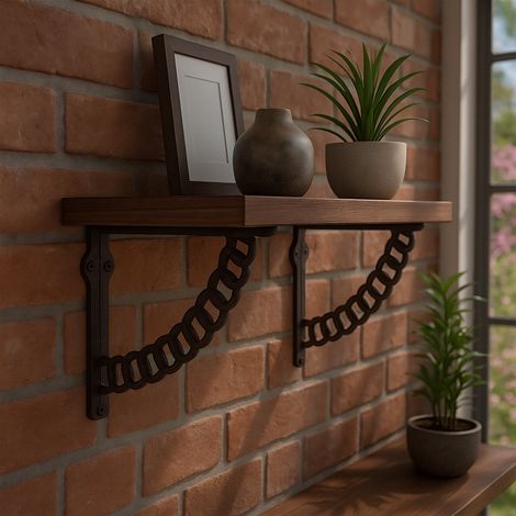Staffe per mensole in ghisa antica design a catena set da 2