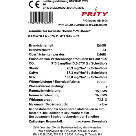 Termostufa a legna Prity WD W24 D – 24 kW, Nero Grafite, Caldaia Integrata da 31 L, Classe A (1/5)