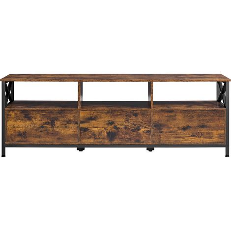 Vasagle – Meuble TV industriel 147 x 40 x 50 cm – Espace de rangement avec tiroirs – Panneau d'aggloméré et acier – Couleur marron et noir