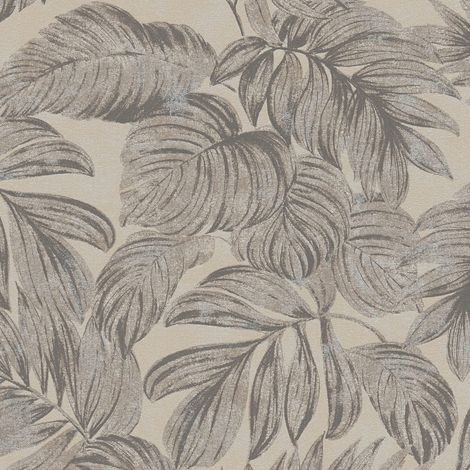 Papel pintado naturaleza Profhome 393402 papel pintado no tejido ligeramente texturado con ornamentos florales y acentos metálicos beige marrón platino 5,33 m2