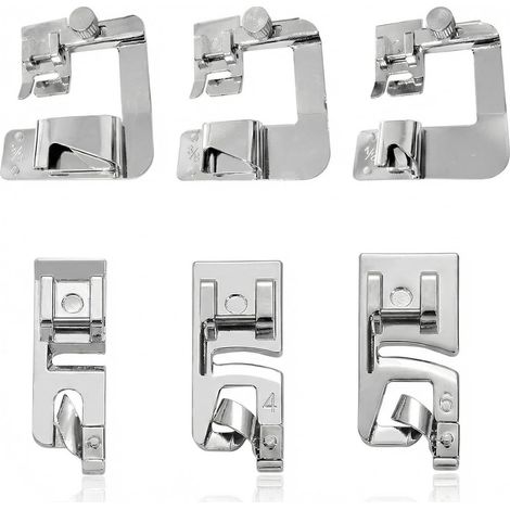 Lot de 6 pieds-de-biche en acier inoxydable pour machines à coudre Brother, Singer, W6, Elina et Janome - Argent (1/5)