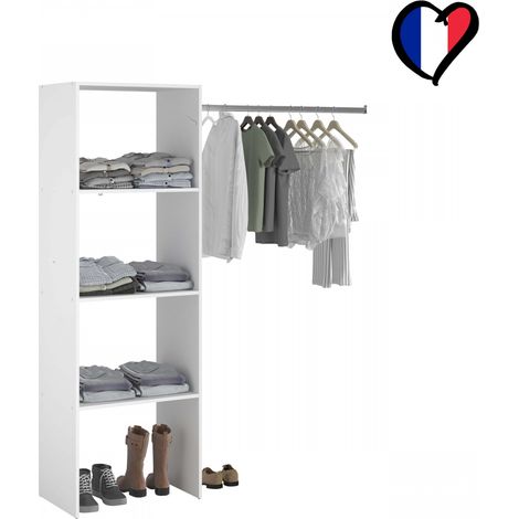 Armadio a vista 3 ripiani 1 vano appendiabiti 160x40x180 cm ELYSEE (1/3)