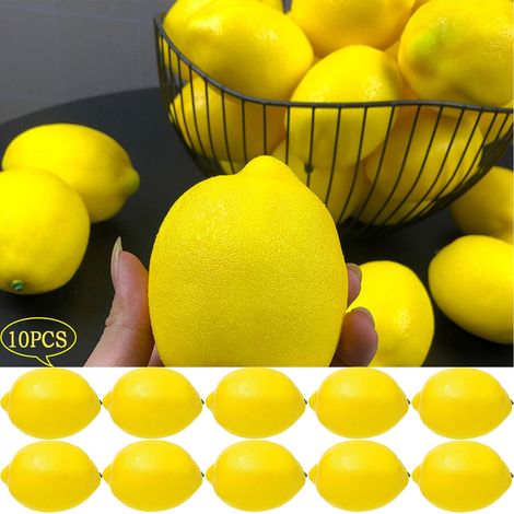 Citron Artificiel - Faux Citron Décoratif en Plastique - Pour Photographie, Décoration Intérieure et Cuisine - Lot de 10 (1/5)