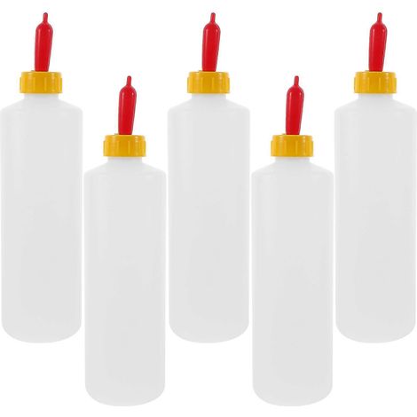 Lot de 5 biberons de 400 ml pour jeunes animaux, en plastique.-23.00X6.00X6.00CM-Assorted Color