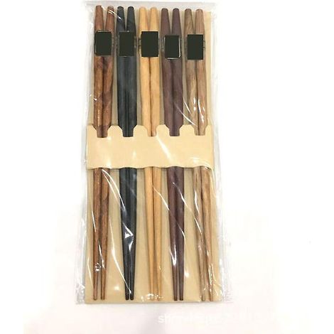 un Ensemble De 5 Paires De Baguettes En Bois, Baguettes Japonaises Naturelles Rutilisables De 22,5 Cm De Long, Baguettes Lavables, Baguettes En Bo (1/3)