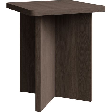 Selsey Qubeo – Mesa de centro 42 cm, cuadrada con base en cruz, acabado fresno marrón