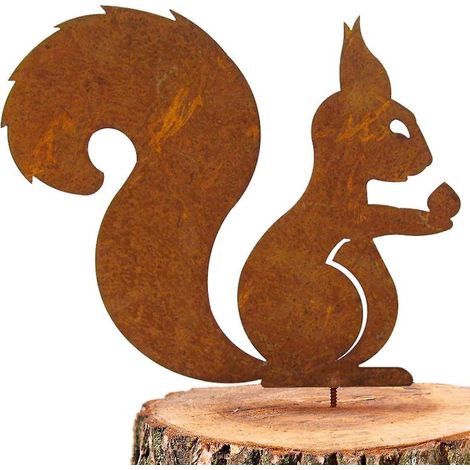 cureuil De Rouille D'arbre, Ornement De Jardin En Mtal D'cureuil Assis, Rouille Naturelle De Rouille (1/5)