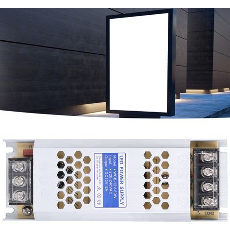 Alimentation LED 12V 60W Ultra Mince pour Bandes Lumineuses et Enseignes (WCB-12V-60W)