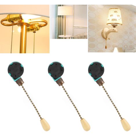 Interrupteur de ventilateur de plafond, 3 vitesses, commande à 4 fils, pièces de rechange pour interrupteur électrique à cordon zippé pour suspensions, ventilateurs, lampes et appliques murales finit (1/5)