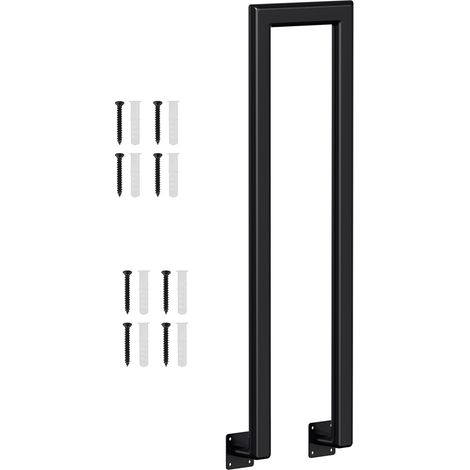Randaco 85 cm Nero Corrimano ovale a forma di U in ferro per ringhiera, ringhiera in ferro per interni ed esterni, montaggio laterale universale