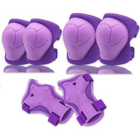 Knieschoner Set, Schutzausrüstung Set mit Knieschoner für Kinder, Jugendliche, Erwachsene, für Rollerblading, Skaten, Skateboard, Roller usw. (Violett) (1/5)
