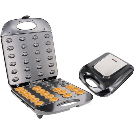 Gaufrier 1400W, Gaufrier aux noix, Machine à gâteaux aux noix, Acier inoxydable, Machine à pâtisserie entièrement automatique en forme de noix (1/5)