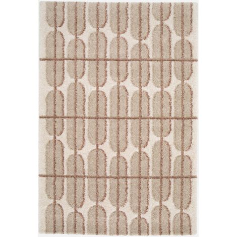 sweeek - Teppich für Indoor mit grafischem Muster in beige, creme und rosa - 120 x 170 cm (1/5)