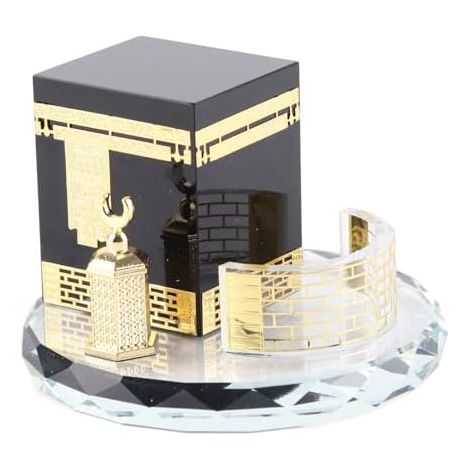 Modèle Kaaba islamique en cristal doré, pièce maîtresse artisanale pour décoration maison (1/4)